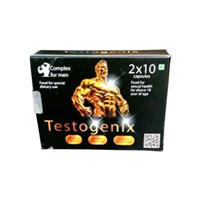 Testogenix — पुरुषों के लिए ऊर्जा सपोर्ट कैप्सूल का बॉक्स, 20 कैप्सूल